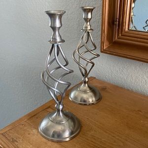 Set of Two Pewter Candlesticks